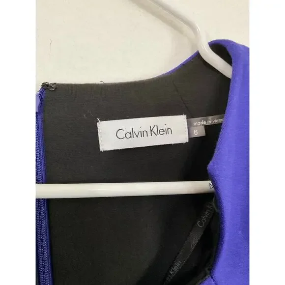 NWT Calvin Klein Blue Byzantine Side Ruched Cap Sleeve Sheath Dress Size 6 Small - Picture 5 of 7
